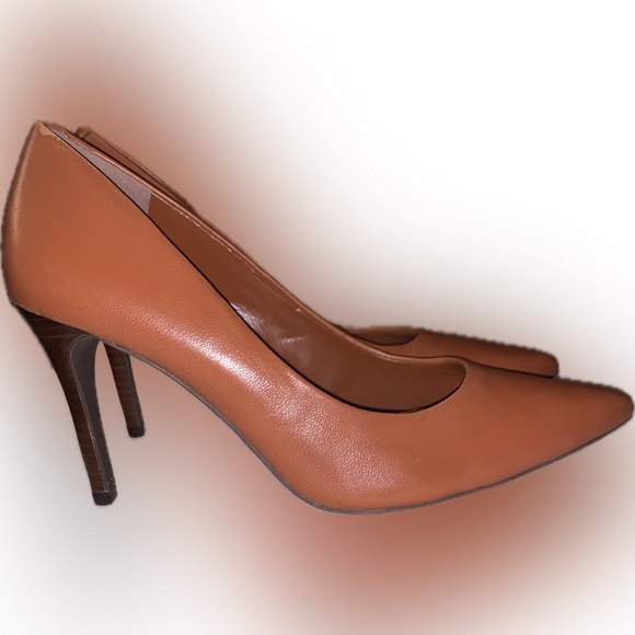 Ralph Lauren Alani Tan Leather Pump Stiletto Heels Pointed Toe - Picture 4 of 16